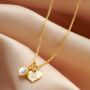 Pearl Birthstone 30th Wedding Anniversary Initial Necklace, thumbnail 1 of 6