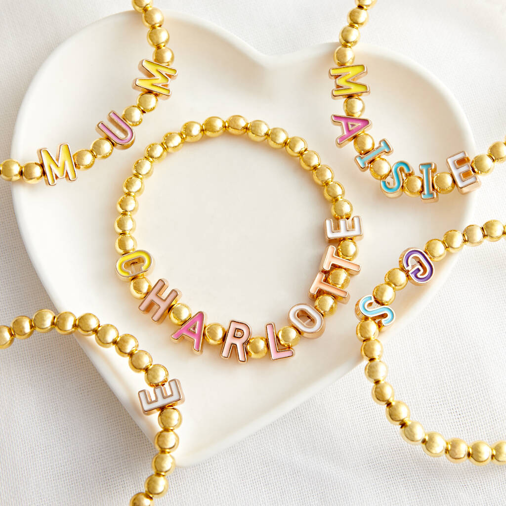 Personalised Gold Ball Colourful Bracelet, 1 of 5