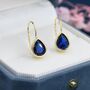 Sapphire Blue Cz Droplet Drop Hook Earrings, thumbnail 5 of 12