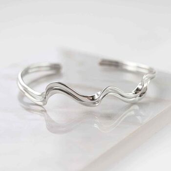 Sterling Silver Surf Cuff Bangle, 6 of 8