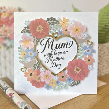 Personalised Mother's Day Floral Cut Out Heart Card, 3 of 4
