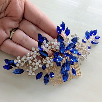 Royal Blue Crystal Hair Comb, 5 of 5