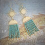 'Hera Oracle' Hand Beaded Celestial Brass Earrings, thumbnail 8 of 12