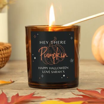 Personalised Pumpkin Amber Glass Candle, 3 of 3