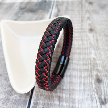 Tread Leather Bracelet Black And Red, 5 of 5
