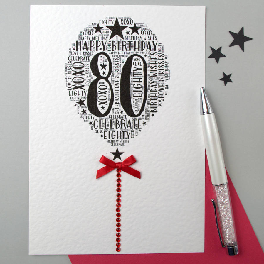 80th Happy Birthday Balloon Sparkle Card, 1 of 12