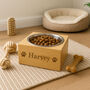 Personalised Dog Paws Wooden Single Feeding Bowl, thumbnail 1 of 3