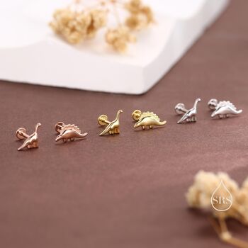Sterling Silver Mismatched Dinosaur Stud Earrings, 6 of 12