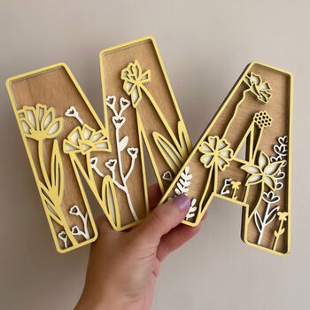 Personalised Wildflower Wooden Nursery Name Sign, 7 of 8