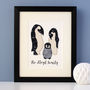 Personalised Penguin Family Embroidered Artwork, thumbnail 1 of 4