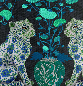 Chinoiserie Leopard Twins On Charcoal Lampshade, 3 of 5