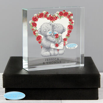 Personalised Me To You Rose Heart Crystal Block, 2 of 5