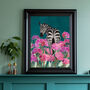 Zebra In A Field Of Pink Flowers Wall Art Print, thumbnail 1 of 4