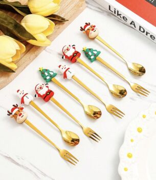 Christmas Teaspoons And Fork Set, 3 of 3