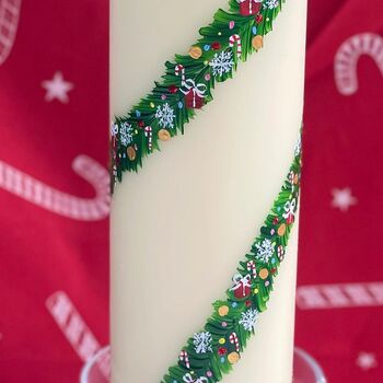 Ivory Hand Painted Christmas Advent Pillar Candle, 5 of 6