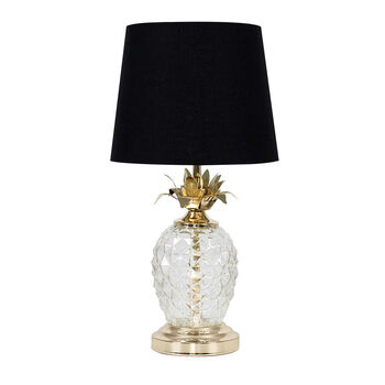 Tropical Glass Pineapple With Golden Leaves Lamp Stand, 8 of 8