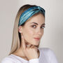 Tie And Dye Blue And Grey Mulberry Silk Headband, thumbnail 1 of 5