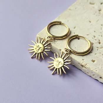 Sun Face Hoop Earrings, 5 of 6