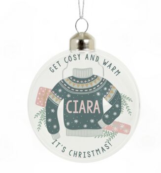 Personalised Christmas Jumper Glass Bauble, 3 of 4