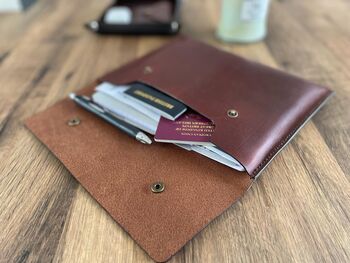 Personalised Brown Leather A5 Travel Documents Wallet, 2 of 11