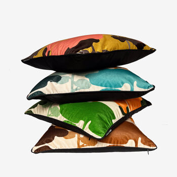 Retro Tree Velvet Cushion Kingfisher, 7 of 7