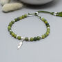 Jade Gemstone And Sterling Silver Feather Bracelet, thumbnail 2 of 3