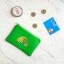 Embroidered Rainbow Leather Coin Zipped Purse, thumbnail 1 of 5