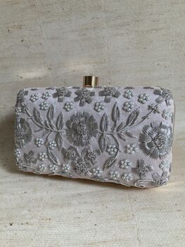 Pale Pink Floral Embroidered Clutch Bag, 10 of 10