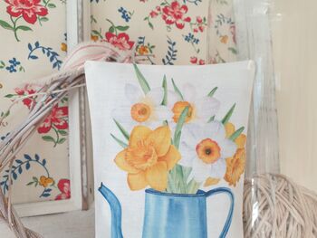 Daffodil Flower Illustration Fabric Gift Pillow, 4 of 12