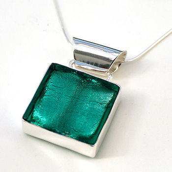 Silver Pendant With Murano Glass Square, 12 of 12