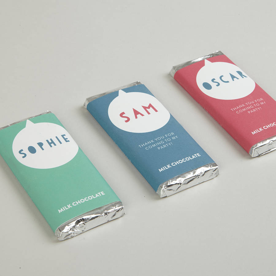 Personalised Party Bag Chocolate Bar Favours By Beryl Betty Personalised Party Bag Chocolate Bar Favours