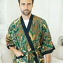 Men's Batik Kimono Robe In Green, thumbnail 1 of 7