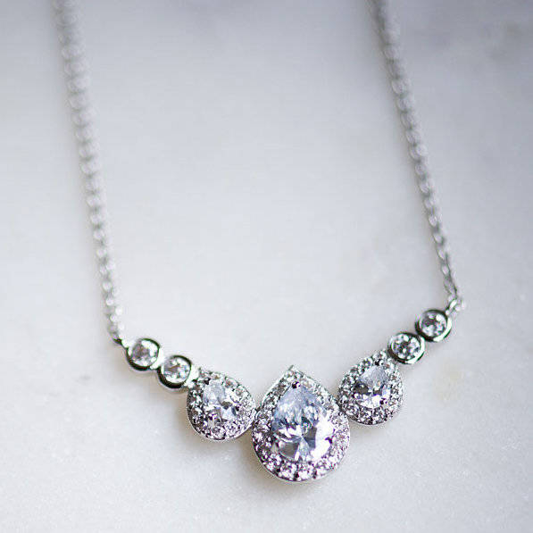 pear drop crystal necklace by queens & bowl | notonthehighstreet.com