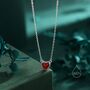 Sterling Silver Genuine Red Onyx Heart Pendant Necklace, thumbnail 1 of 12