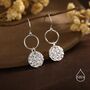 Sterling Silver Hammered Disks And Circle Dangle Drop Earrings, thumbnail 1 of 11