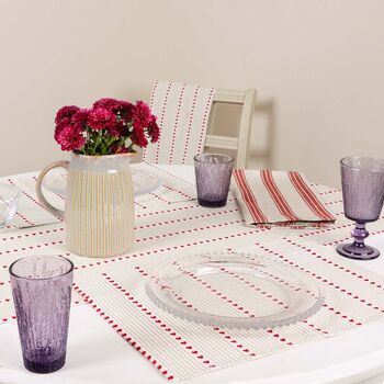 Set Of Four Cranberry Heart Striped Cotton Placemats, 3 of 5