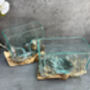16cm Molten Glass Square Bowl On Teak Root Base, thumbnail 10 of 12