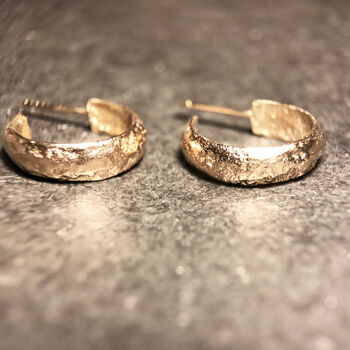 Textured Recycled 9ct Gold Hoops, 3 of 5