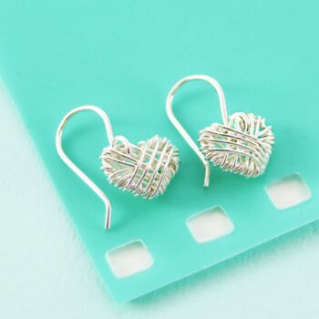 Crocheted Heart Sterling Silver Stud Earrings, 2 of 4