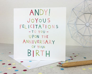 Birthday 'Joyous Felicitations' Funny Birthday Card, 2 of 3