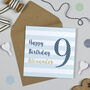 Candy Stripe 9th Birthday Card, thumbnail 1 of 7