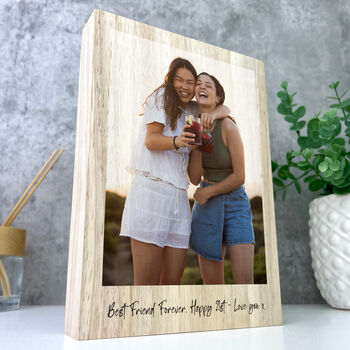 Personalised Freestanding One Photo Giant Wooden Block 21cm X 15cm Portrait, 3 of 6
