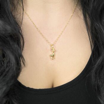 Gold Plated Sterling Silver Bambi Necklace, 3 of 4