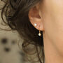Tiny Gold Opal Earrings October Birthstone Gift, thumbnail 2 of 9