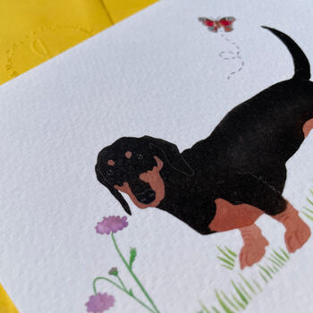 Darcy The Dachshund Illustrated Blank Greeting Card, 6 of 10