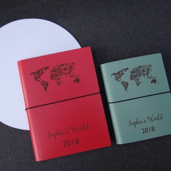 Personalised 'World' Leather Diary Journal, 2 of 9