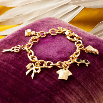 Charm Bracelet In Gold Plated Sterling Silver, 4 of 11