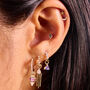 Mini Diamond Trilogy Huggie Hoop Earring 9k Gold, thumbnail 2 of 4