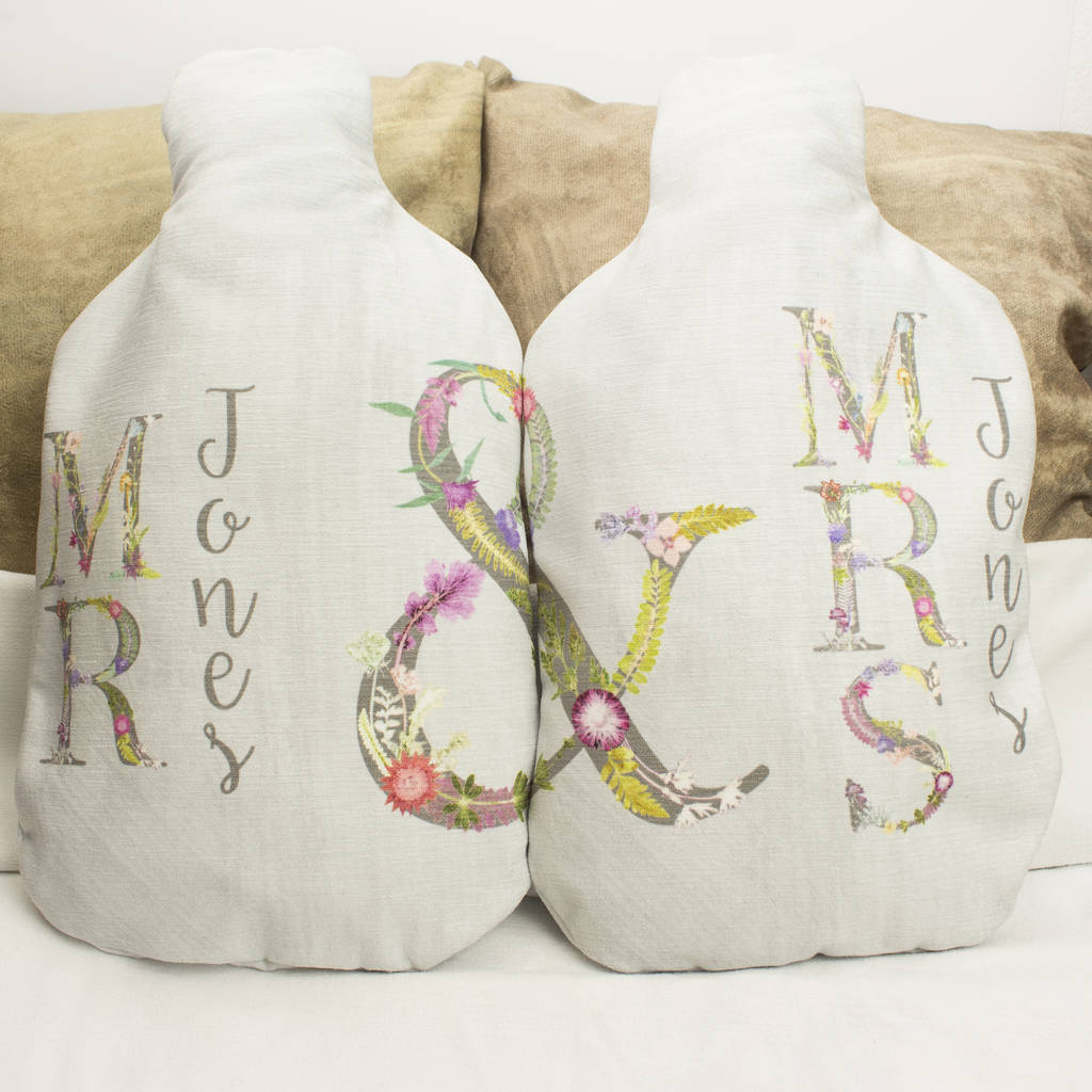 Mr And Mrs Couples Hot Water Bottle Cover Gift Set