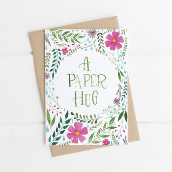 'A Paper Hug' Hand Lettered A6 Greeting Card, 2 of 3